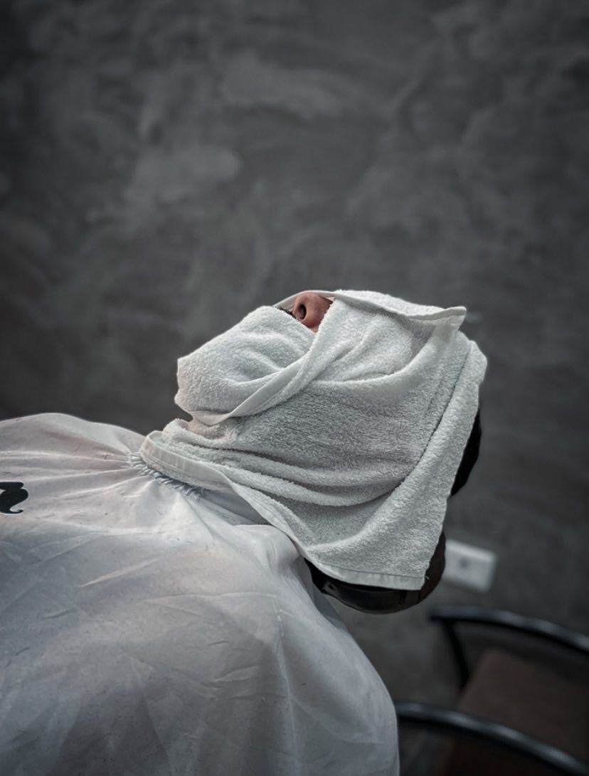 Cut, beard, shampoo and hot towel
